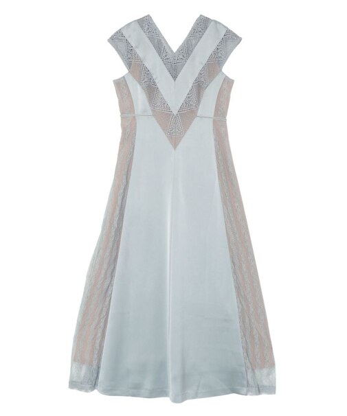 LADYVネックパネルレースワンピース