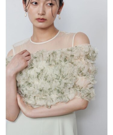 LADYチュールオフショルパンツドレス