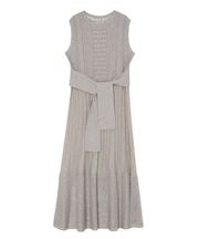 ストライプメッシュニットワンピース