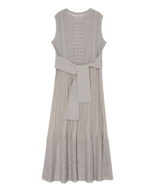 ストライプメッシュニットワンピース