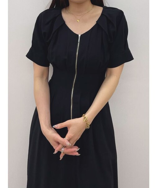 【追加生産/新色追加】フロントZIPウエストタックワンピース