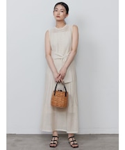 ストライプメッシュニットワンピース