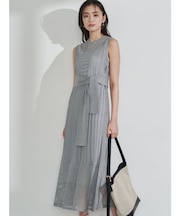 ストライプメッシュニットワンピース