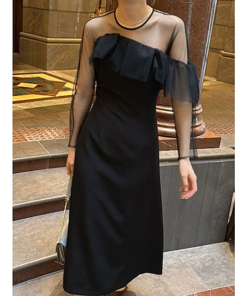 LADYアシンメトリーフリルドレス