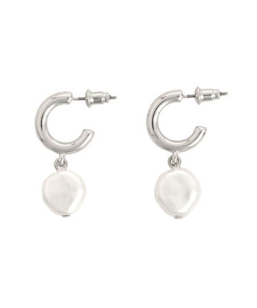 LADYフェイクパールフープピアス