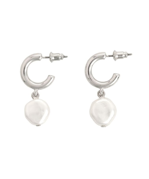 LADYフェイクパールフープピアス
