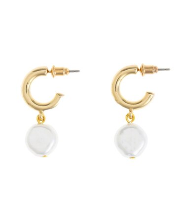 LADYフェイクパールフープピアス