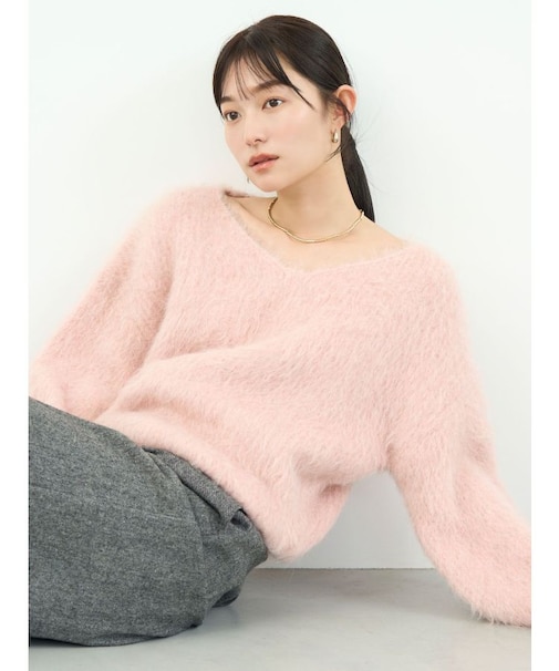 【REVIVAL】アルパカシャギーVネックニットプルオーバー