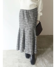 カットツイードフロントZIPスカート