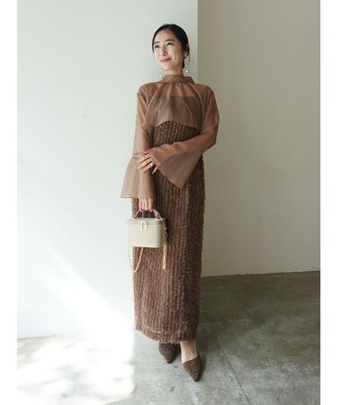 LADYブラウスレイヤードキャミワンピース