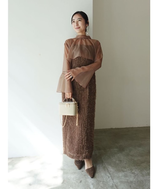 LADYブラウスレイヤードキャミワンピース