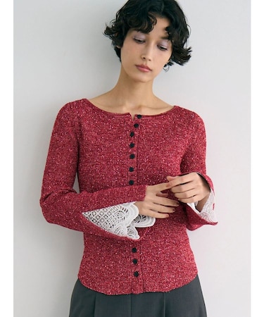 レーススリーブニットプルオーバー