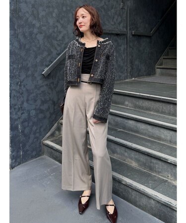 バイカラーベルトパンツ