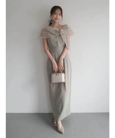 LADYオフショルレースドレス