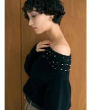 CHNラクーンブレンドビジューオフショルニットプルオーバー