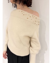 CHNラクーンブレンドビジューオフショルニットプルオーバー