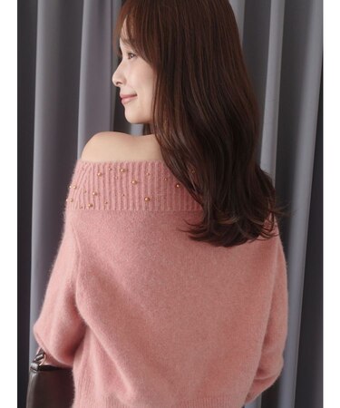 CHNラクーンブレンドビジューオフショルニットプルオーバー