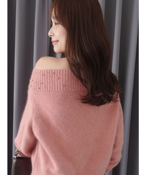 CHNラクーンブレンドビジューオフショルニットプルオーバー