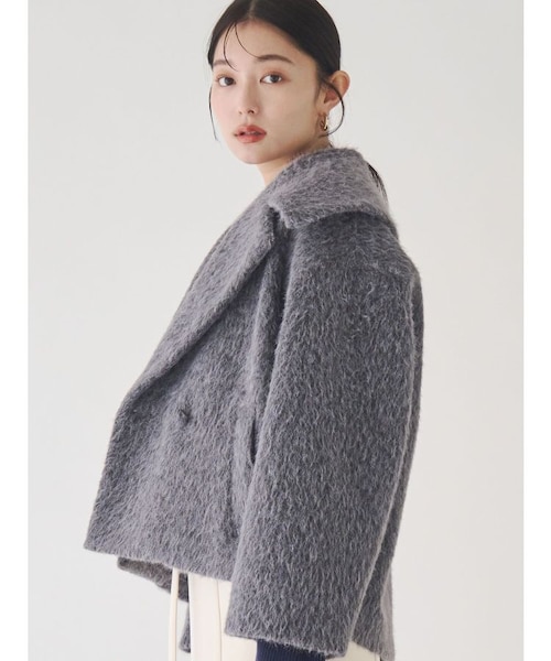 フェイクフェザーワイドカラーショートコート｜ラグナムーンの通販