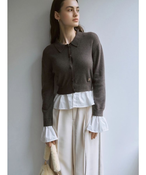 ペプラムドッキングニットカーディガン｜ラグナムーンの通販｜&mall