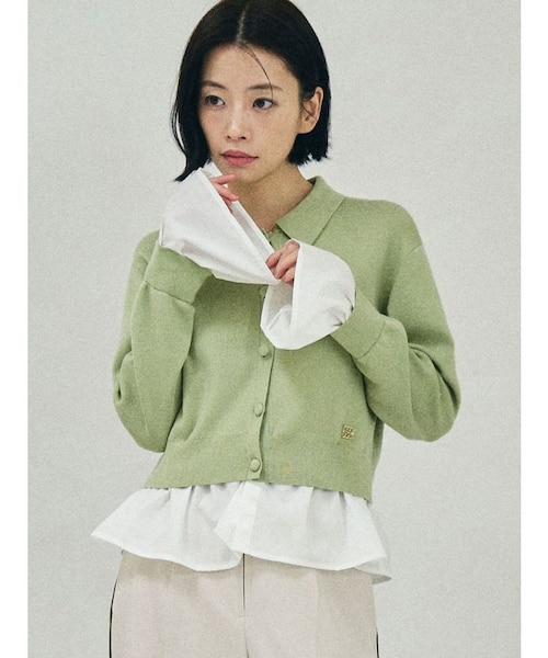 ペプラムドッキングニットカーディガン｜ラグナムーンの通販｜&mall