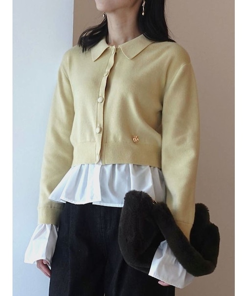 ペプラムドッキングニットカーディガン