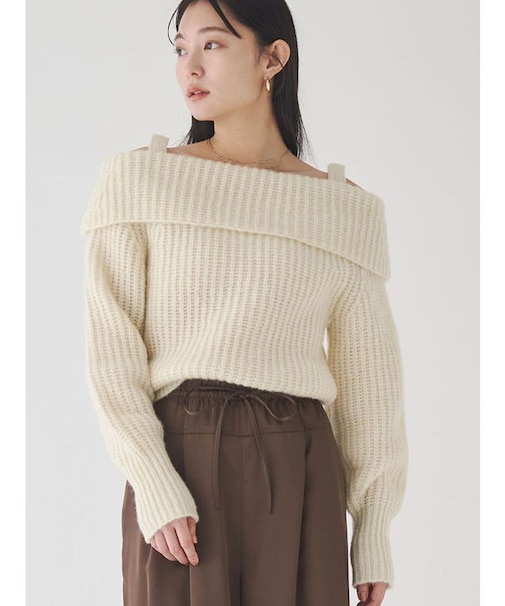 ウールブレンドオフショルダーニット