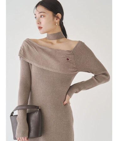 【POLO BCSコラボ】オフショルチョーカーニットワンピース
