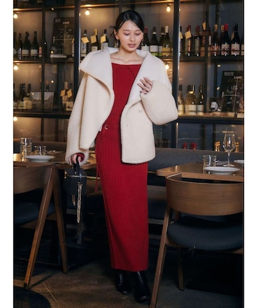 フェイクムートンスタンドカラーコート