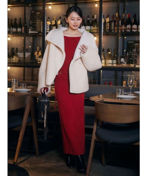 フェイクムートンスタンドカラーコート