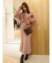 ラメフェザーカーデセットニットワンピース