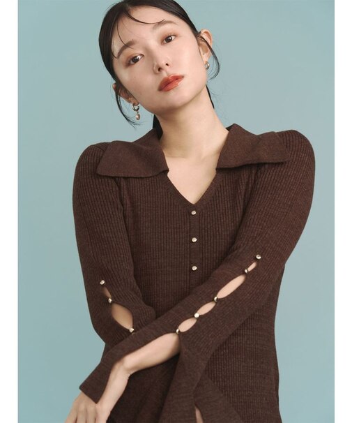 ビックカラーメタルボタンワンピース