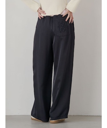 ウエストドロストサテンパンツ