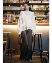 ウエストドロストサテンパンツ