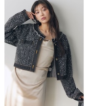 ツイードライクノーカラーデニムジャケット