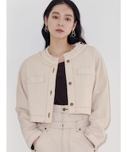 ツイードライクノーカラーデニムジャケット