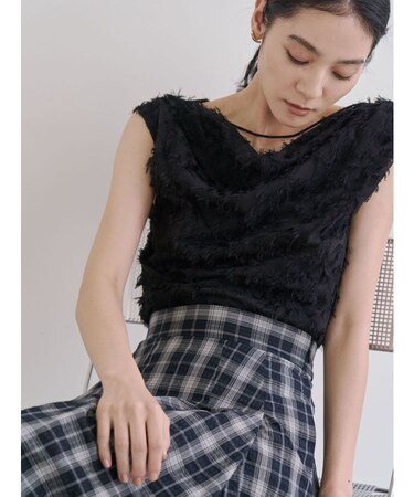 カットジャガードドレープブラウス