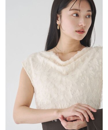 カットジャガードドレープブラウス