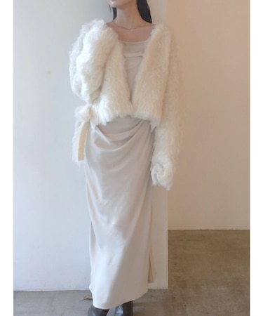 ファーライクニットカーデセットナローキャミワンピース