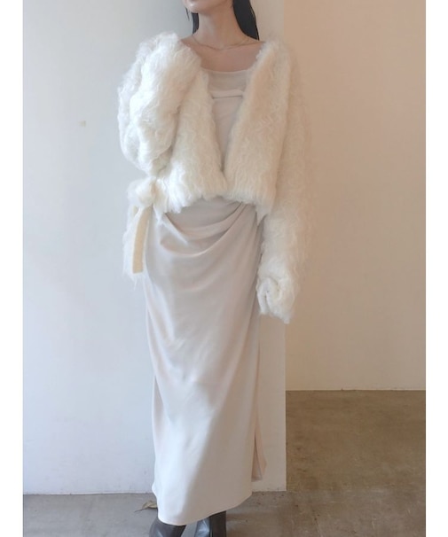 ファーライクニットカーデセットナローキャミワンピース