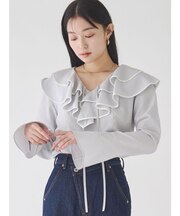 ラッフルパイピングブラウス