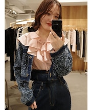 ラッフルパイピングブラウス