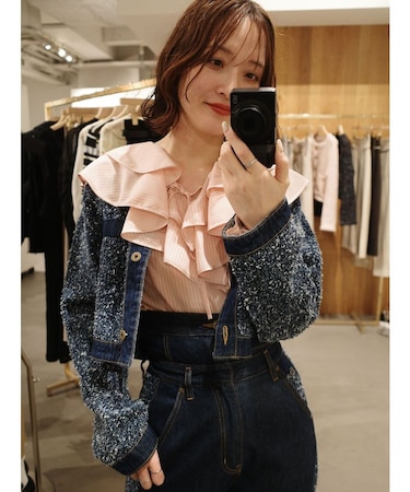 ラッフルパイピングブラウス