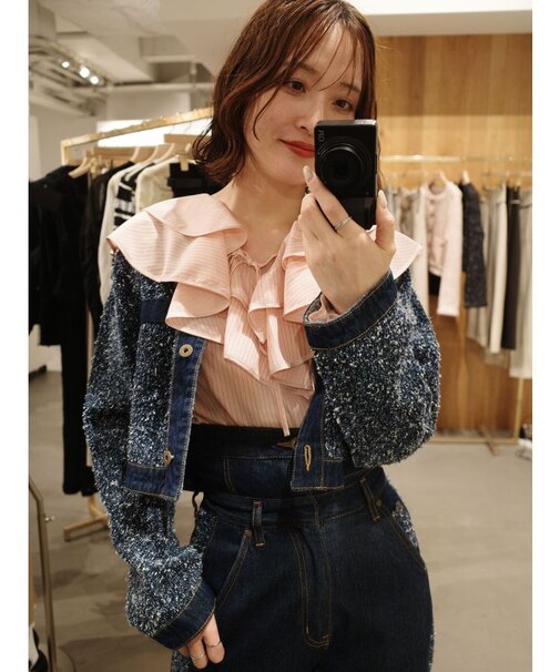 ラッフルパイピングブラウス