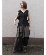 ティアードスカートドッキングベストワンピース