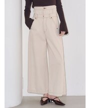 ハイウエストラインディティールデニムパンツ