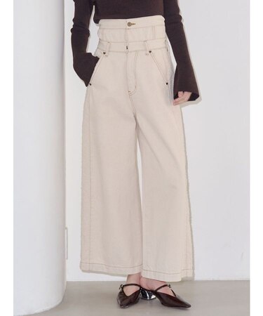 ハイウエストラインディティールデニムパンツ