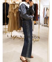 ハイウエストラインディティールデニムパンツ