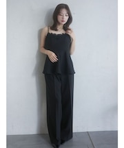 レースネックペプラムキャミソール