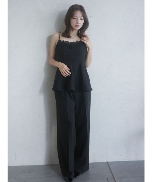 レースネックペプラムキャミソール